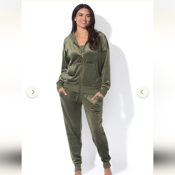 Felina Pants - Felina Olive Green Velour Tracksuit
